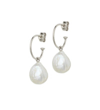 Load image into Gallery viewer, Baroque Pearl Earrings on Silver Creols
