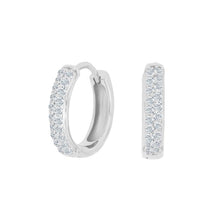Load image into Gallery viewer, Creoles Cubic Zirconium 15mm x 3mm Silver