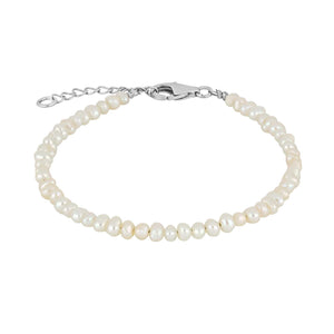 Pearl Bracelet with 3mm FWP. Silver Fittings