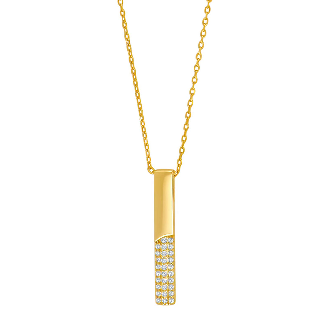 Long Bar Pendant in 18ct Gold Plated Sterling Silver