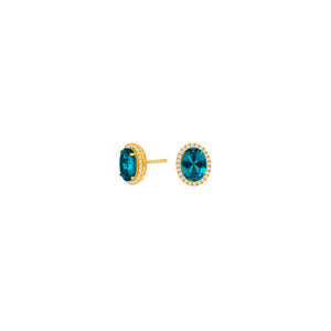 Vintage Style Gold Stud Earrings in Pink, Blue, Green and Clear