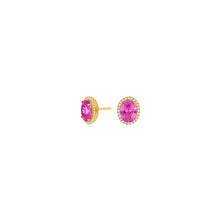 Load image into Gallery viewer, Vintage Style Gold Stud Earrings in Pink, Blue, Green and Clear
