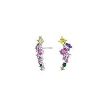 Load image into Gallery viewer, Earrings Climbers with Colour Silver
