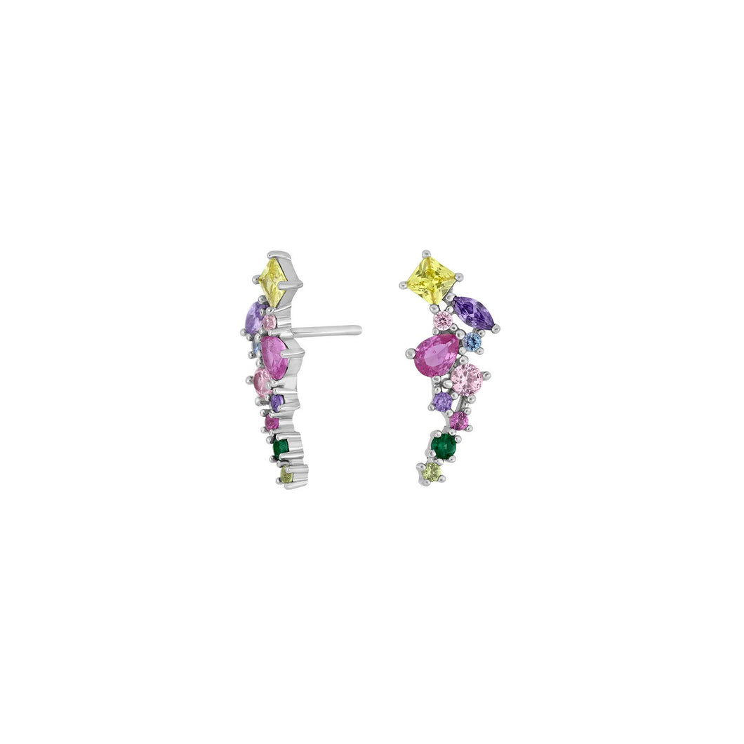 Earrings Climbers with Colour Silver