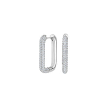 Load image into Gallery viewer, Large Rectangular Creoles Silver and Cubic Zirconium
