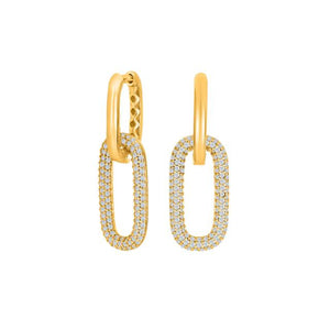 Long Drop Rectangular Earrings Gold