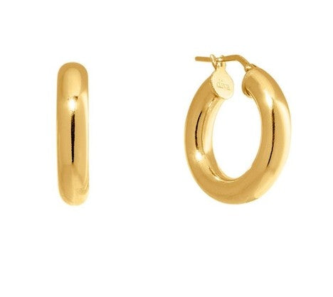 Gold Hoops 22mm Diameter and 5mm width Polished Finish