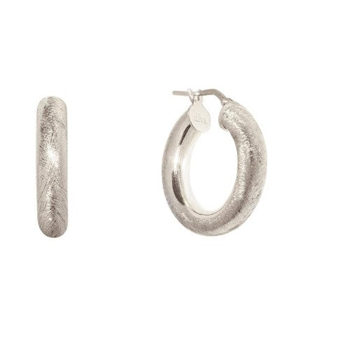 Silver Hoops 22mm Diameter and 5mm width Scratched Finish
