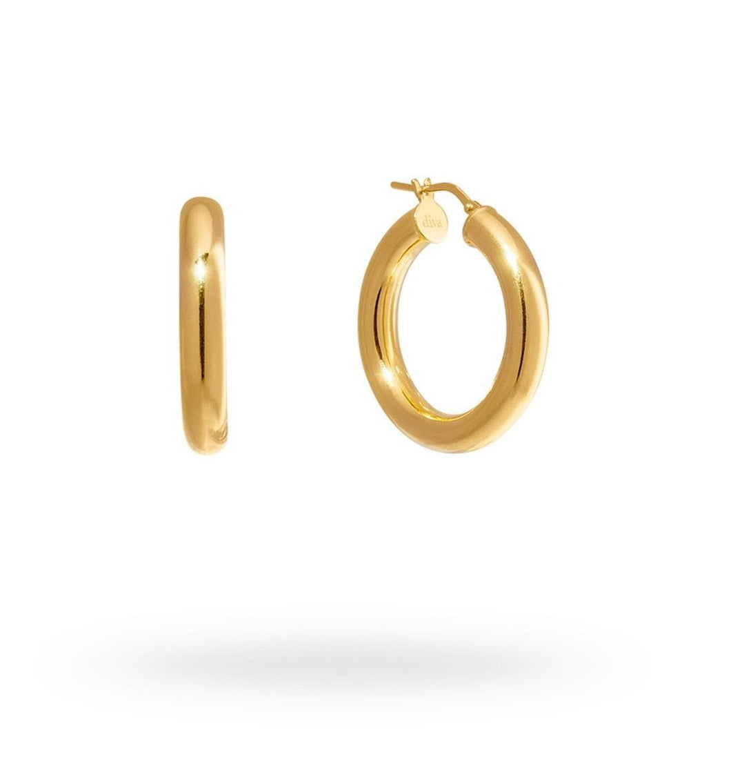 Gold Hoops 29mm Diameter and 5mm width Polished Finish