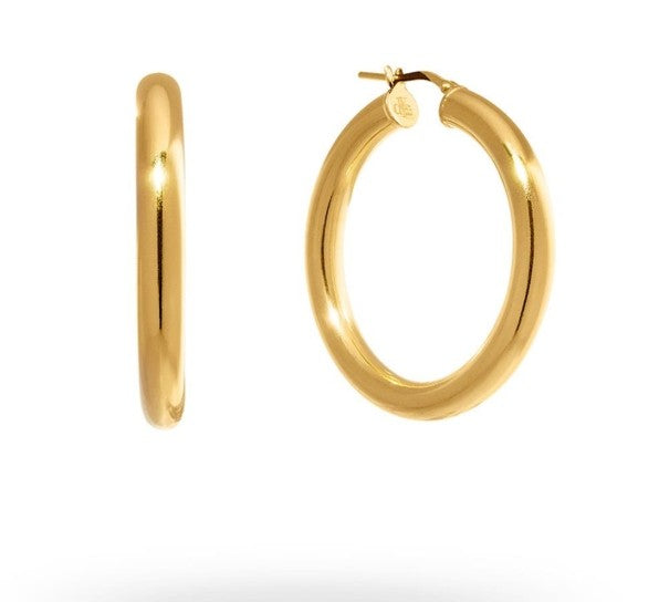 Gold Hoops 40mm Diameter and 5mm width Polished Finish