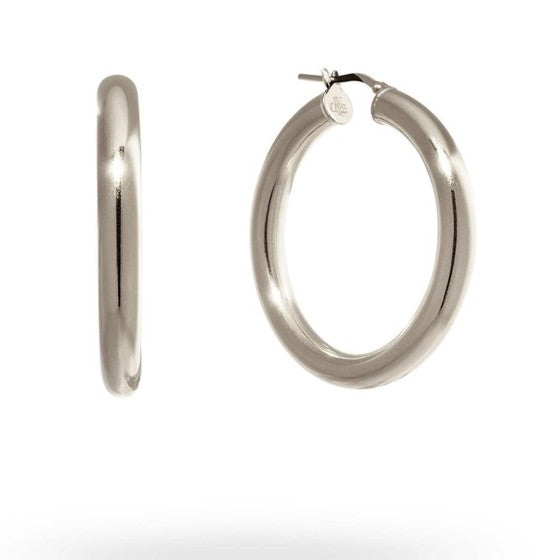 Silver Hoops 40mm Diameter and 5mm width Polished Finish