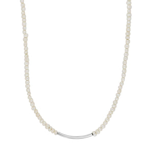 Pearl Necklace with 3mm FWP. Silver Bar design