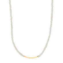 Load image into Gallery viewer, Pearl Necklace with 3mm FWP. Gold Plated with Bar design

