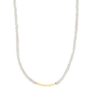 Pearl Necklace with 3mm FWP. Gold Plated with Bar design