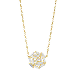 Gold Baguette Cluster Necklace