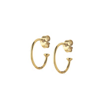 Load image into Gallery viewer, Gold Hoop Earrings with Mini Feather
