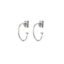 Load image into Gallery viewer, Silver Hoop Earrings with Mini Feather

