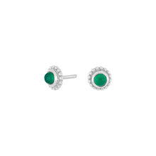 Load image into Gallery viewer, Natural stone stud earrings Green chalcedony set in Sterling Silver
