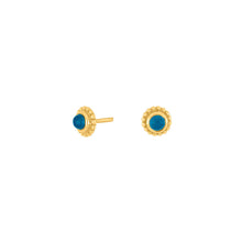 Load image into Gallery viewer, Natural stone stud earrings Apatite Blue set in Gold

