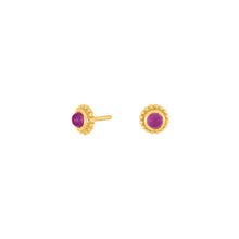 Load image into Gallery viewer, Natural stone stud earrings Lavender Quartz set in Gold
