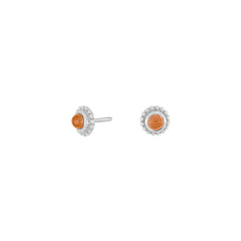 Load image into Gallery viewer, Natural stone stud earrings Peach Moonstone set in Sterling Silver
