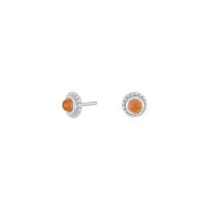 Natural stone stud earrings Peach Moonstone set in Sterling Silver