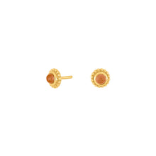 Load image into Gallery viewer, Natural stone stud earrings Peach Moonstone set in Gold
