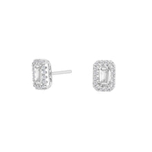 Load image into Gallery viewer, Classic cushion style  Studs in Silver and Cubic Zirconium 7 x 5mm
