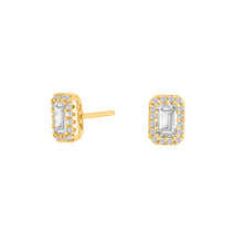 Load image into Gallery viewer, Classic cushion style  Studs in Goldplated Sterling Silver  and Cubic Zirconium 7 x 5mm
