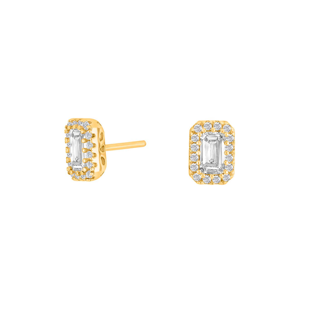 Classic cushion style  Studs in Goldplated Sterling Silver  and Cubic Zirconium 7 x 5mm