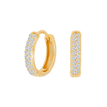 Load image into Gallery viewer, Creoles  Cubic Zirconium 15mm x 3mm  Gold
