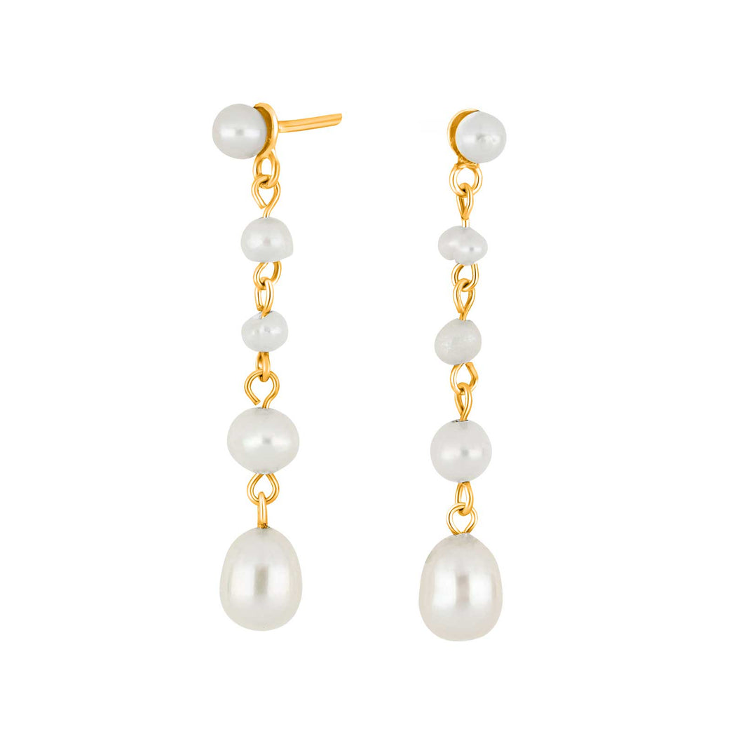 Gold  Drop Pearl Earrings.