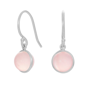 Drop Stone Earrings Rose Quartz Sterling Silver