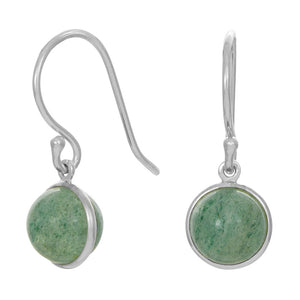 Drop Stone Earrings Green Aventurine Sterling Silver