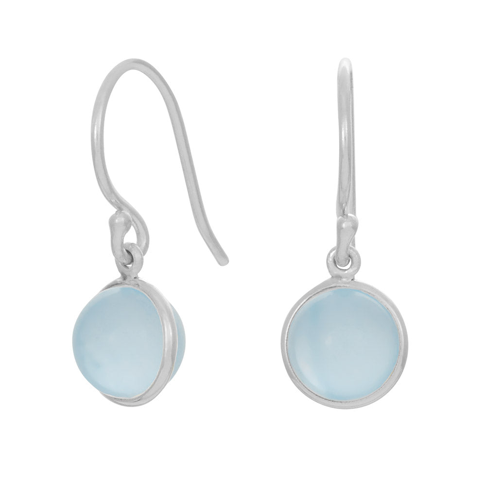 Drop Stone Earrings Blue Chalcedony Sterling Silver