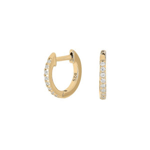 Gold Huggie Earrings with Czs