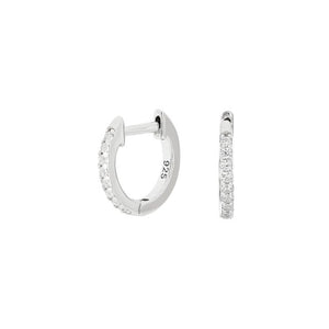 Silver Huggie Earrings with Czs