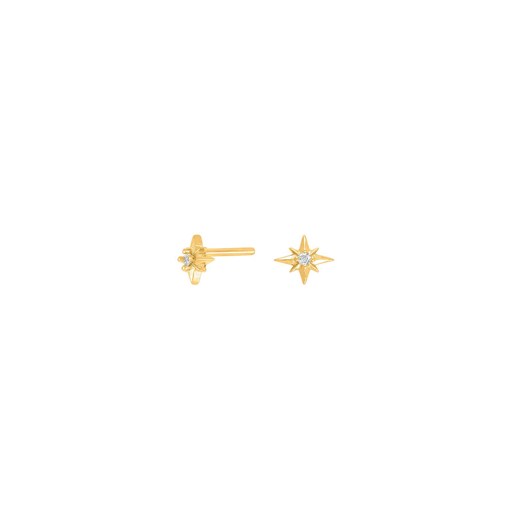 Fine Stud Earrings Starburst  Gold Plated Sterling Silver