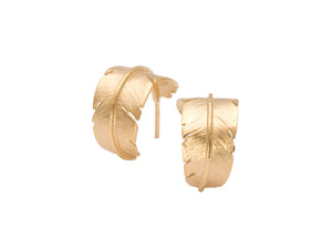Gold Feather Curl Earrings