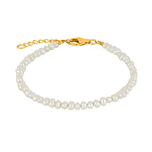 Load image into Gallery viewer, Fine Pearl Bracelet with 3mm FWP. 18ct Goldplated Fittings
