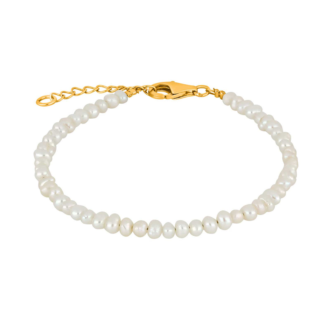 Fine Pearl Bracelet with 3mm FWP. 18ct Goldplated Fittings