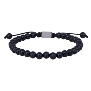 Mens Bracelet shiny black onyx 19-25cm