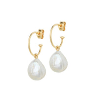 Load image into Gallery viewer, Baroque Pearl Earrings on Gold Creols

