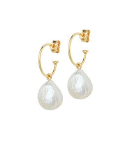 Baroque Pearl Earrings on Gold Creols