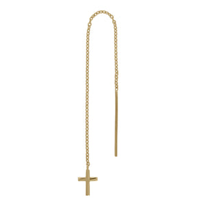 14CT GOLD THREAD EARRING with cross
