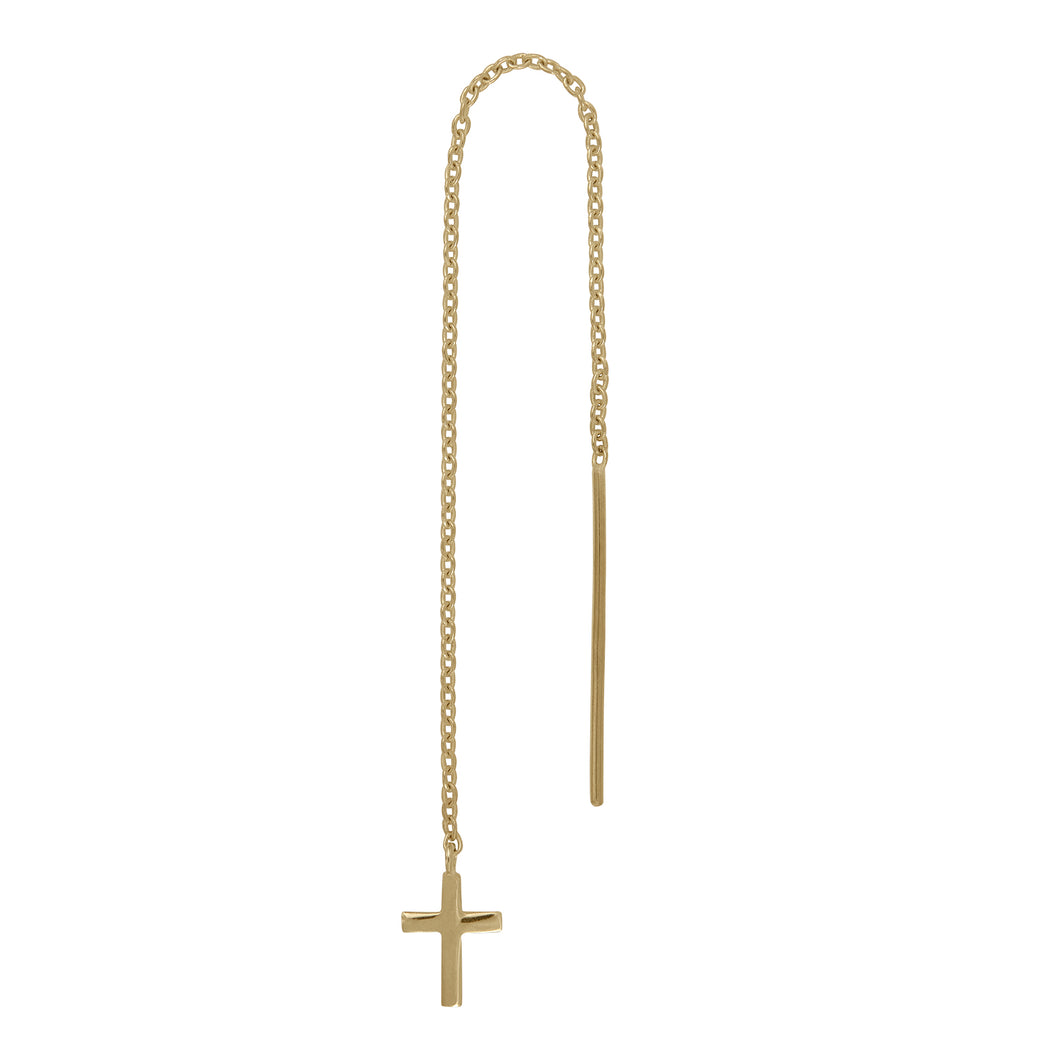 14CT GOLD THREAD EARRING with cross