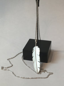 Silver Feather Pendant Large
