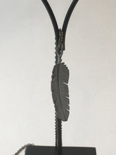 Load image into Gallery viewer, Oxidised Silver Feather Pendant Medium
