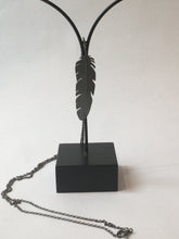 Load image into Gallery viewer, Oxidised Silver Feather Pendant Large
