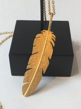 Load image into Gallery viewer, Gold Feather Pendant Large
